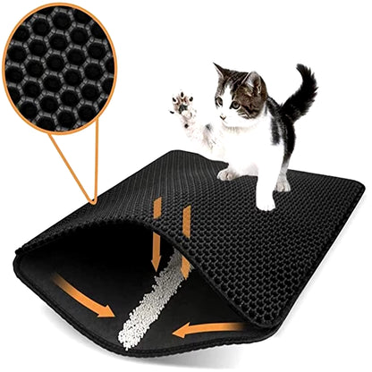 Cat Litter Mat Double Layer Waterproof Urine Proof Trapping Mat Easy to Clean Non-Slip Toilet Pad Cat Scratch Pad Large Foot Pad