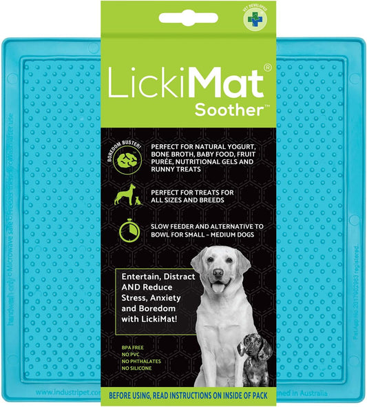 Classic Soother Slow Feeder for Dogs Lick Mat Boredom Anxiety Reducer Perfect for Food Treats Yogurt Liquid Food Peanut Butter Fun Alternative to a Slow Feed Dog Bowl, Turquoise