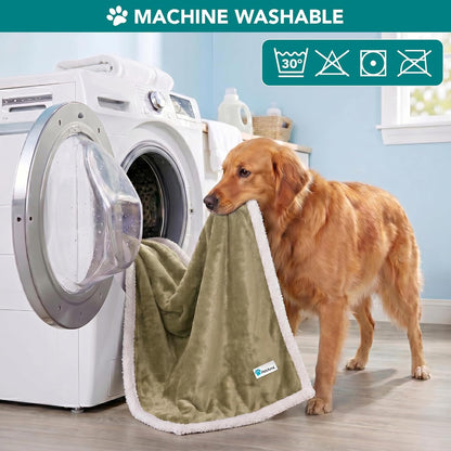Dog Blanket for Bed, XL Pet Blanket Large Dogs, Fleece Furniture Couch Cover Protector Sofa Car Crate Kennel, Soft Sherpa Cat Throw Plush Reversible Washable, Twin 60X80 Taupe