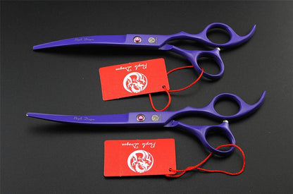 Professional 7.0 Inch 4PCS Pet Grooming Scissors Kit Japan Premium Steel Straight & Curved & Thinning Blade Dog Hair Cutting Shears Set with Case