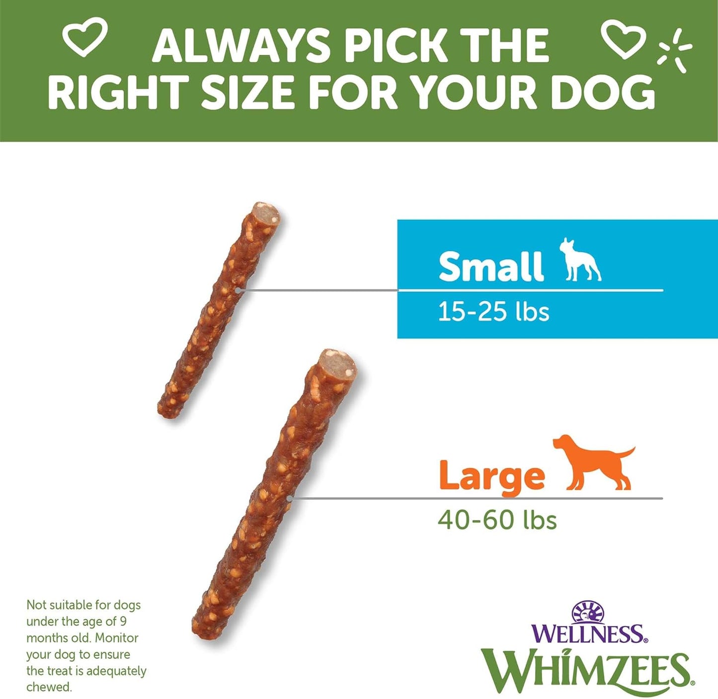Wellness Veggie Sausage Natural Dog Dental Treat, Chews, Freshens Breath, Small Size, 14.81 Oz Bag, 28 Count