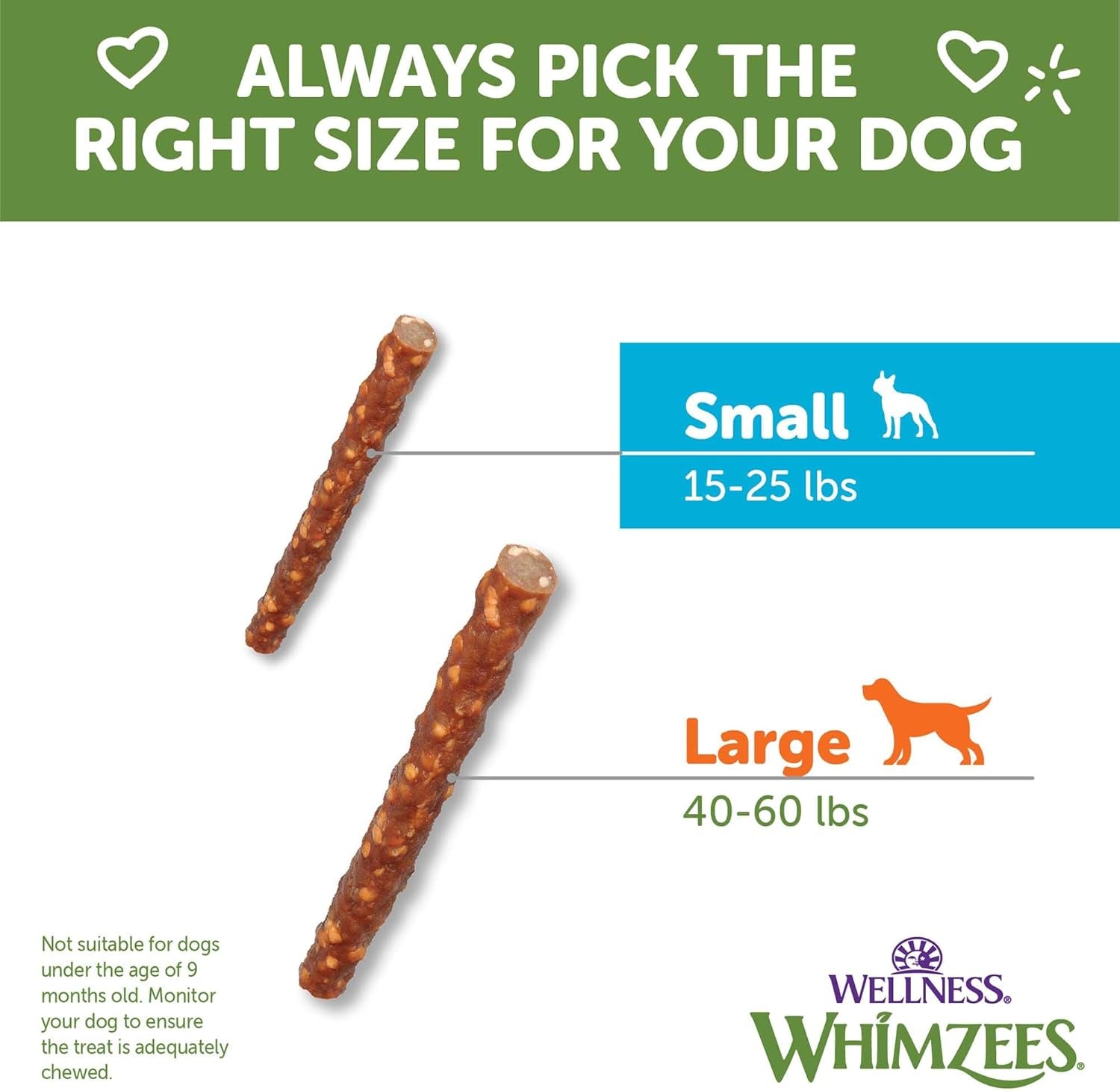 Wellness Veggie Sausage Natural Dog Dental Treat, Chews, Freshens Breath, Small Size, 14.81 Oz Bag, 28 Count
