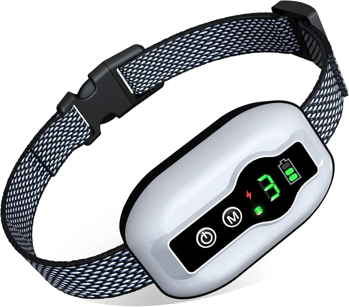 Dog Bark Collar, Anti-Barking Pet Training Collar, Waterproof E-Bark Shock Collar for Large Medium Small Dogs, Rechargeable Barking Collar with Beep Vibration Shock, 5 Adjustable Sensitivity (White)