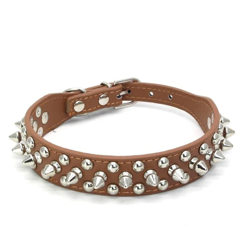 Spiked Studded Leather Dog Collar Rivets Pet Small Large Cat Pit Bull Adjustable