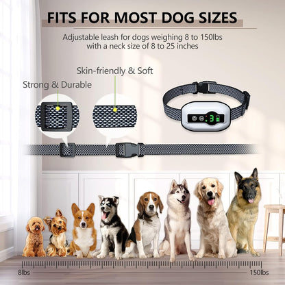 Dog Bark Collar, Anti-Barking Pet Training Collar, Waterproof E-Bark Shock Collar for Large Medium Small Dogs, Rechargeable Barking Collar with Beep Vibration Shock, 5 Adjustable Sensitivity (White)