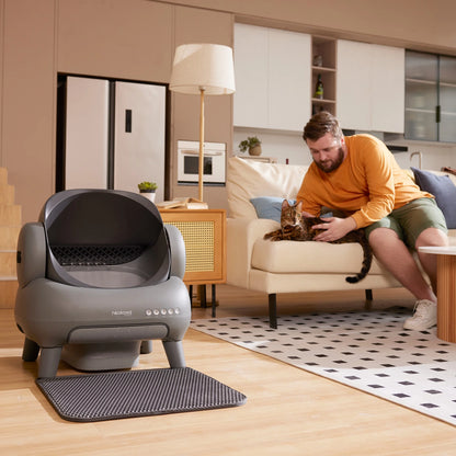 M1 plus Automatic Cat Litter Box, Self-Cleaning, Spacious Open-Top Design for Large Cats up to 33 Lbs, Odor-Free & Safe Access