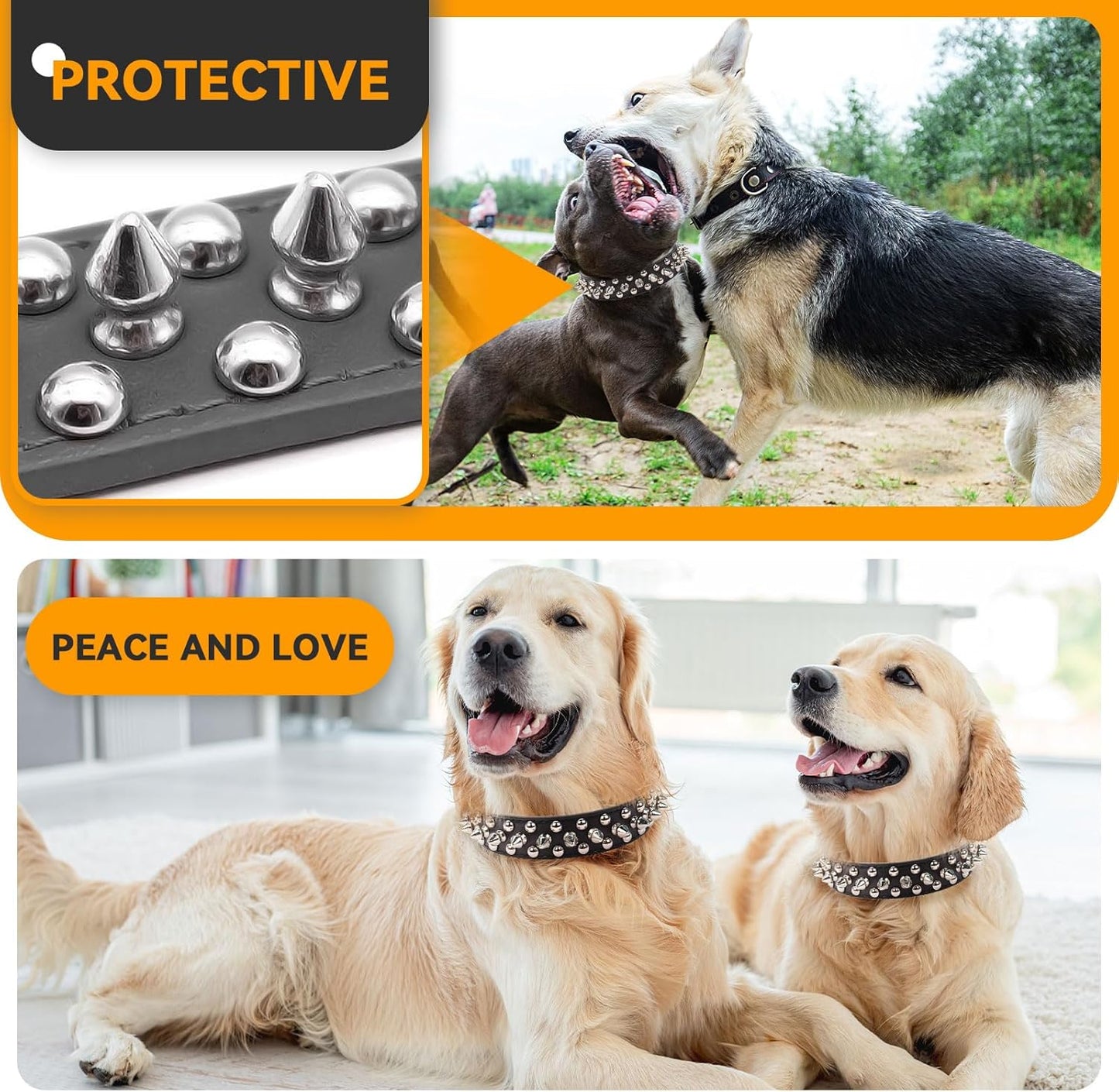 Spiked Dog Collar Black Soft Pu Leather Funny Mushrooms Rivet Spike Studded Puppy Collar Adjustable Outdoor Pet Dog Collar for Small Medium Large Dogs Cats Chihuahua Pug Pit Bull Dog Collars