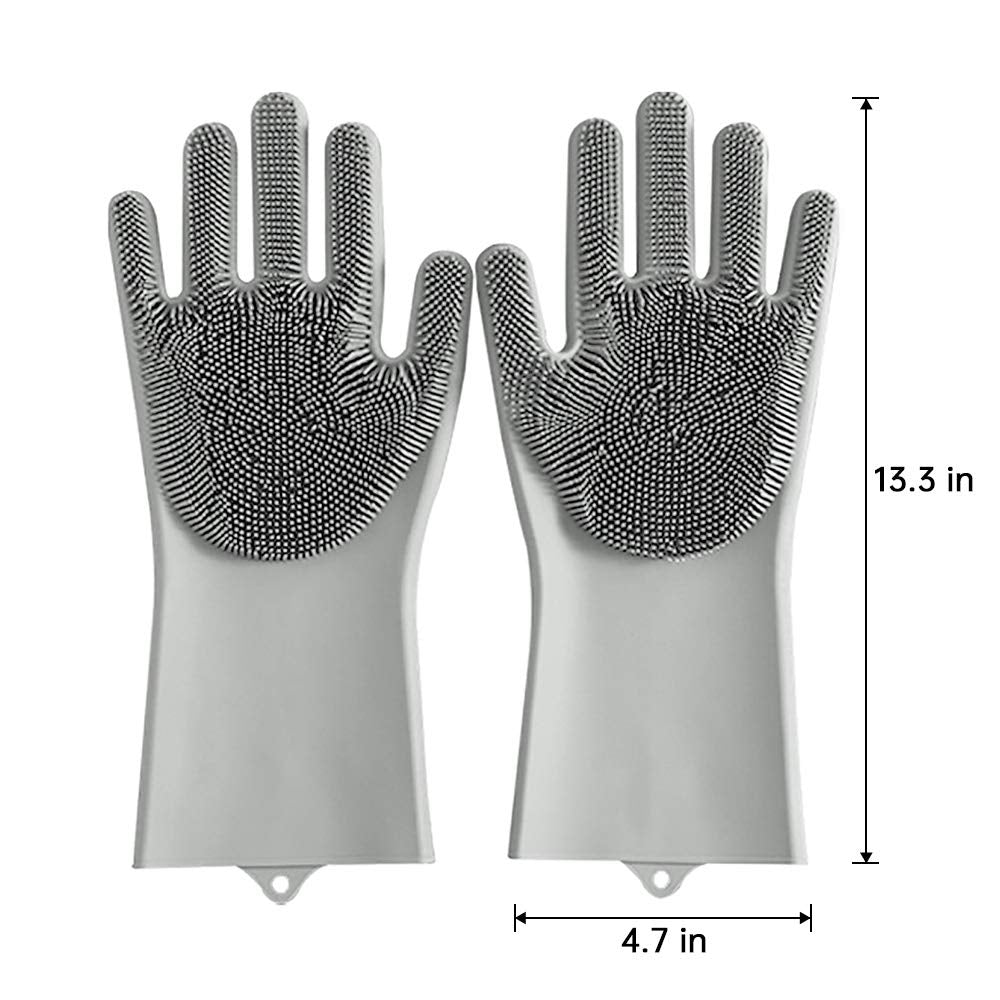 Pet Grooming Gloves for Dog and Cat, Dog Bathing Grooming Gloves with Gentle Silicone Tips, Pet Hair Remover Mitt Gloves for Long Short Hair Pets Grooming and Massaging