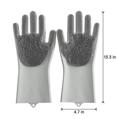 Pet Grooming Gloves for Dog and Cat, Dog Bathing Grooming Gloves with Gentle Silicone Tips, Pet Hair Remover Mitt Gloves for Long Short Hair Pets Grooming and Massaging