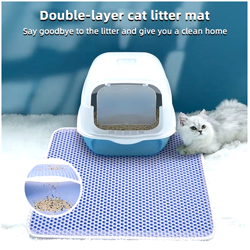Cat Litter Mat Double Layer Waterproof Urine Proof Trapping Mat Easy to Clean Non-Slip Toilet Pad Cat Scratch Pad Large Foot Pad