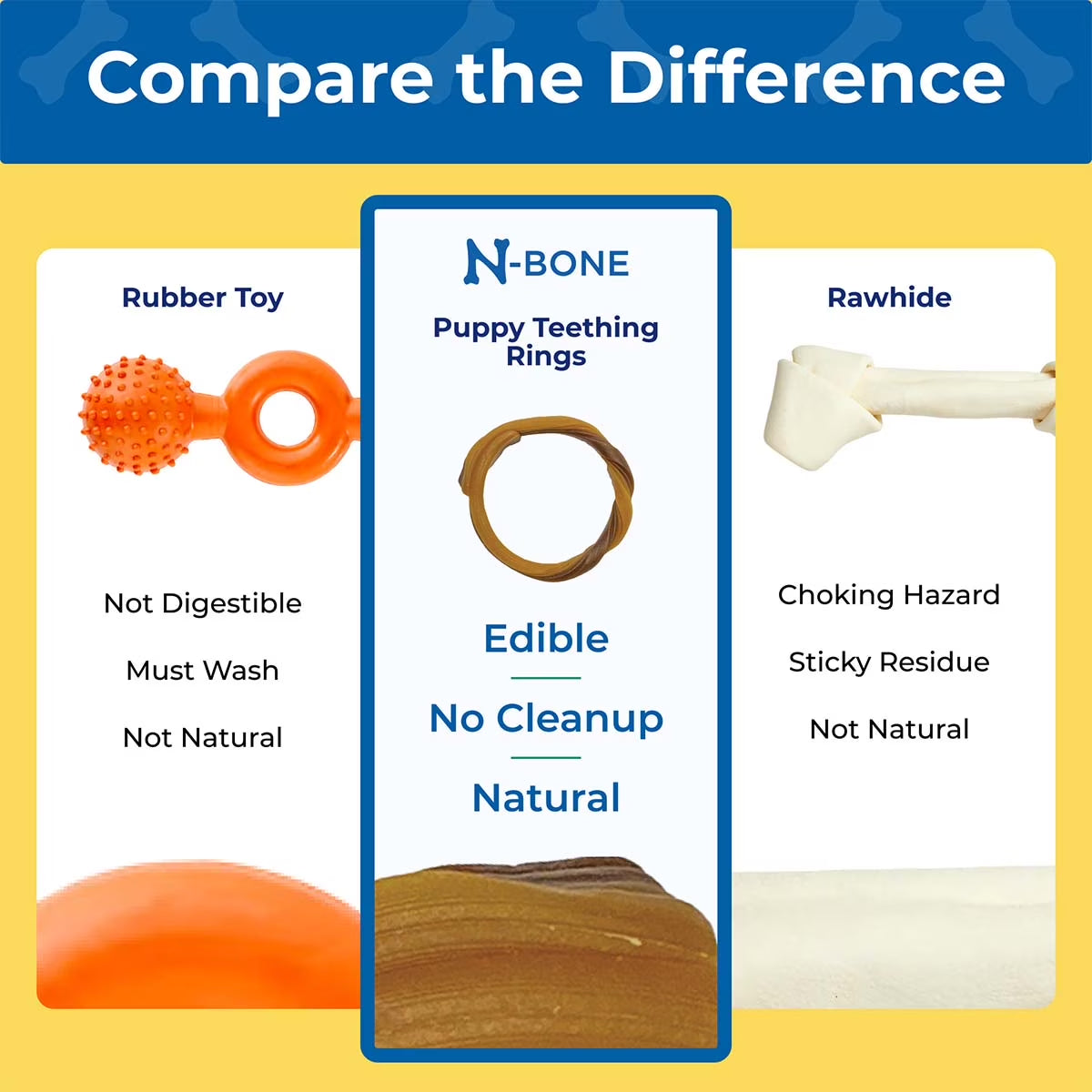 Puppy Teething Rings, Dried Chew Rings for Puppy Dogs, Peanut Butter Flavor, 6 Rings, 7.2 Oz, for Small and Large Dogs, Natural Puppy Chew Toys Alternative for Teething Discomfort