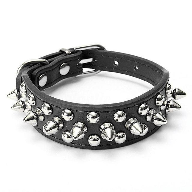Spiked Studded Leather Dog Collar Rivets Pet Small Large Cat Pit Bull Adjustable
