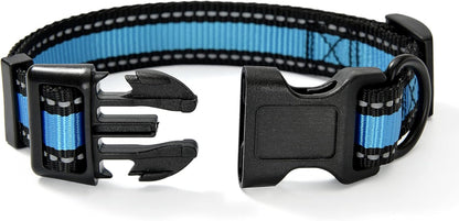 Dog Collar | Reflective 3M Stripe with Nylon Band (Blue/Pink, Medium (Pack of 2))