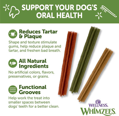 Wellness Stix Natural Dog Dental Treat, Chews, Freshens Breath, Medium Size Sticks, 14.81 Oz Bag, 14 Count