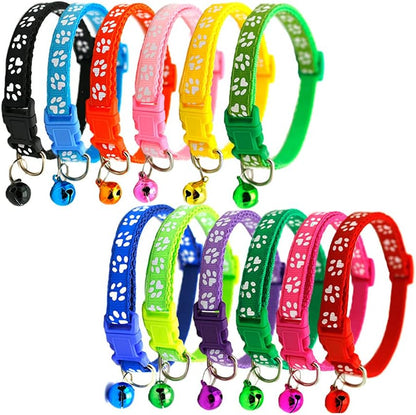Puppy ID Collars - 12Pcs Adjustable Whelping Breakaway Collars with Bell for Newborn Puppies & Kittens, Easy to Identify