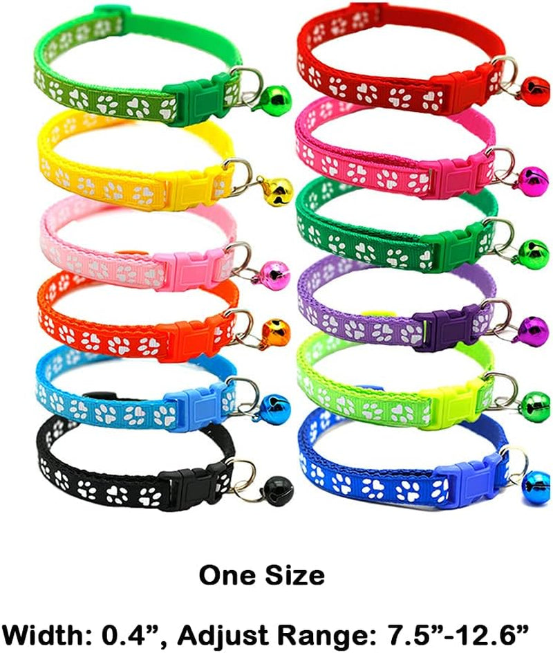 Puppy ID Collars - 12Pcs Adjustable Whelping Breakaway Collars with Bell for Newborn Puppies & Kittens, Easy to Identify