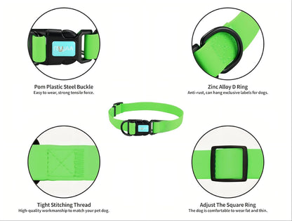Waterproof Dog Collars,Easy Clean Collar,Adjustable Dog Collars for Small,Medium, Large Dogs (Green, S)