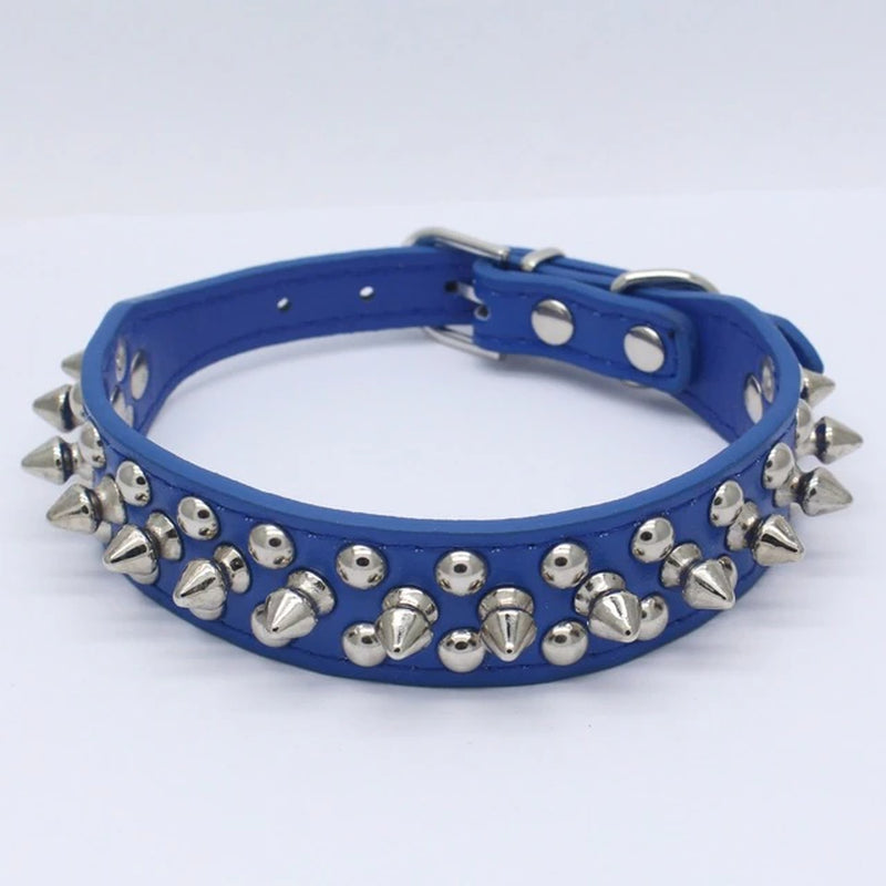 Spiked Studded Leather Dog Collar Rivets Pet Small Large Cat Pit Bull Adjustable