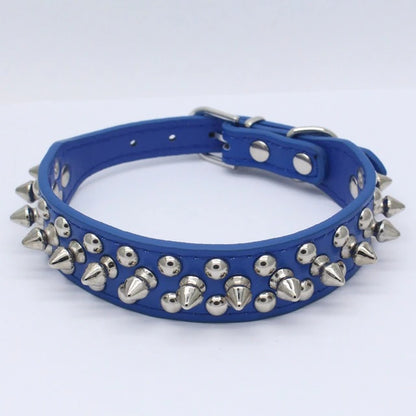 Spiked Studded Leather Dog Collar Rivets Pet Small Large Cat Pit Bull Adjustable