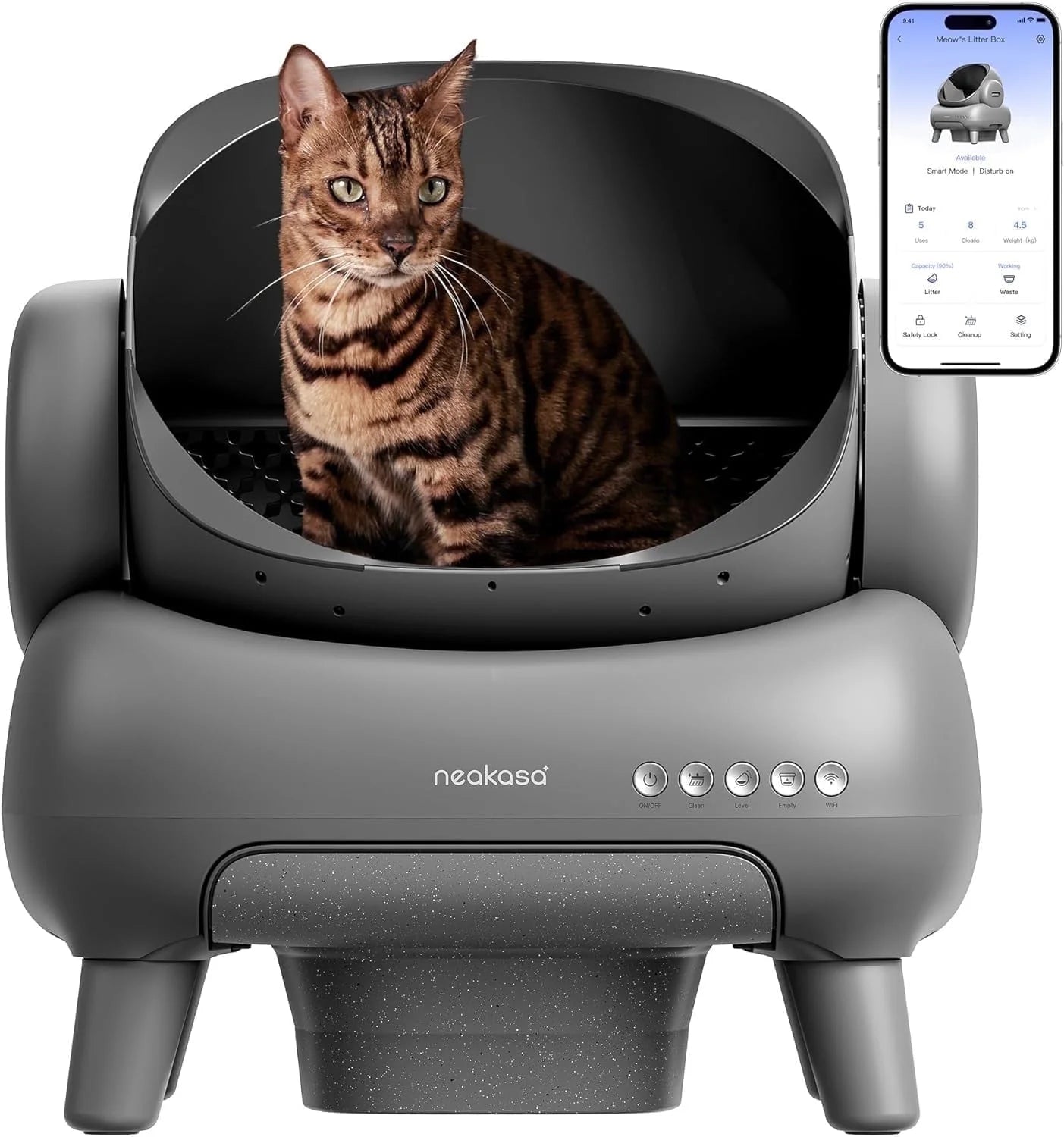 M1 plus Automatic Cat Litter Box, Self-Cleaning, Spacious Open-Top Design for Large Cats up to 33 Lbs, Odor-Free & Safe Access