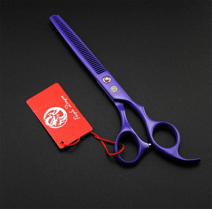 Professional 7.0 Inch 4PCS Pet Grooming Scissors Kit Japan Premium Steel Straight & Curved & Thinning Blade Dog Hair Cutting Shears Set with Case
