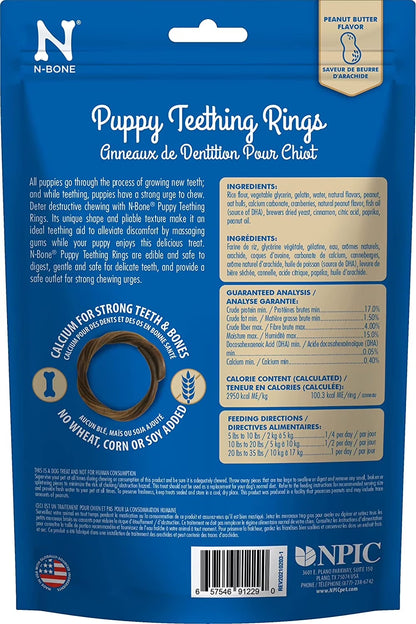 Puppy Teething Rings, Dried Chew Rings for Puppy Dogs, Peanut Butter Flavor, 6 Rings, 7.2 Oz, for Small and Large Dogs, Natural Puppy Chew Toys Alternative for Teething Discomfort